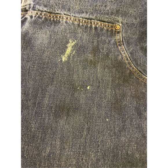 Distressed Carhartt Double knee Blue Denim Pants  Relaxed Fit Rugged Flex Utilit - Picture 3 of 16